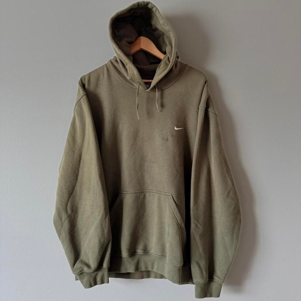 Nike Mini Swoosh Hoodie Olive Green Faded Essential Boxy Fit